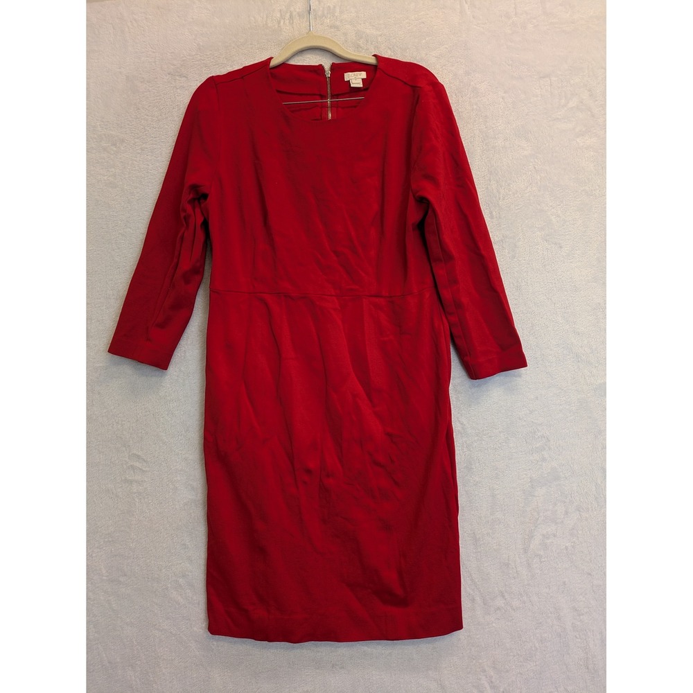 J Crew‎ Women's Red Long Sleeve Sheath Dress Size 8